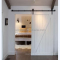 Traditional pre-finished sliding HDF barn doors for closet room with black hardware